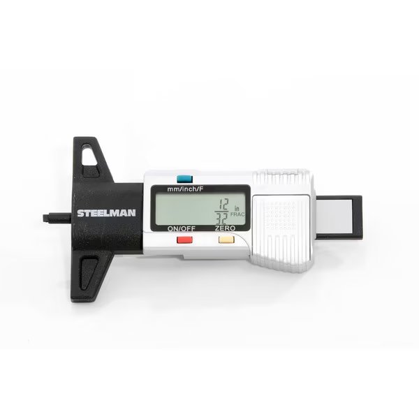 Digital Tire Tread Depth Gauge, 3 Modes - Fractional Inch, Decimal Inch, and Millimeter, 0-1 Inch, Steelman, Mfr#: 60664